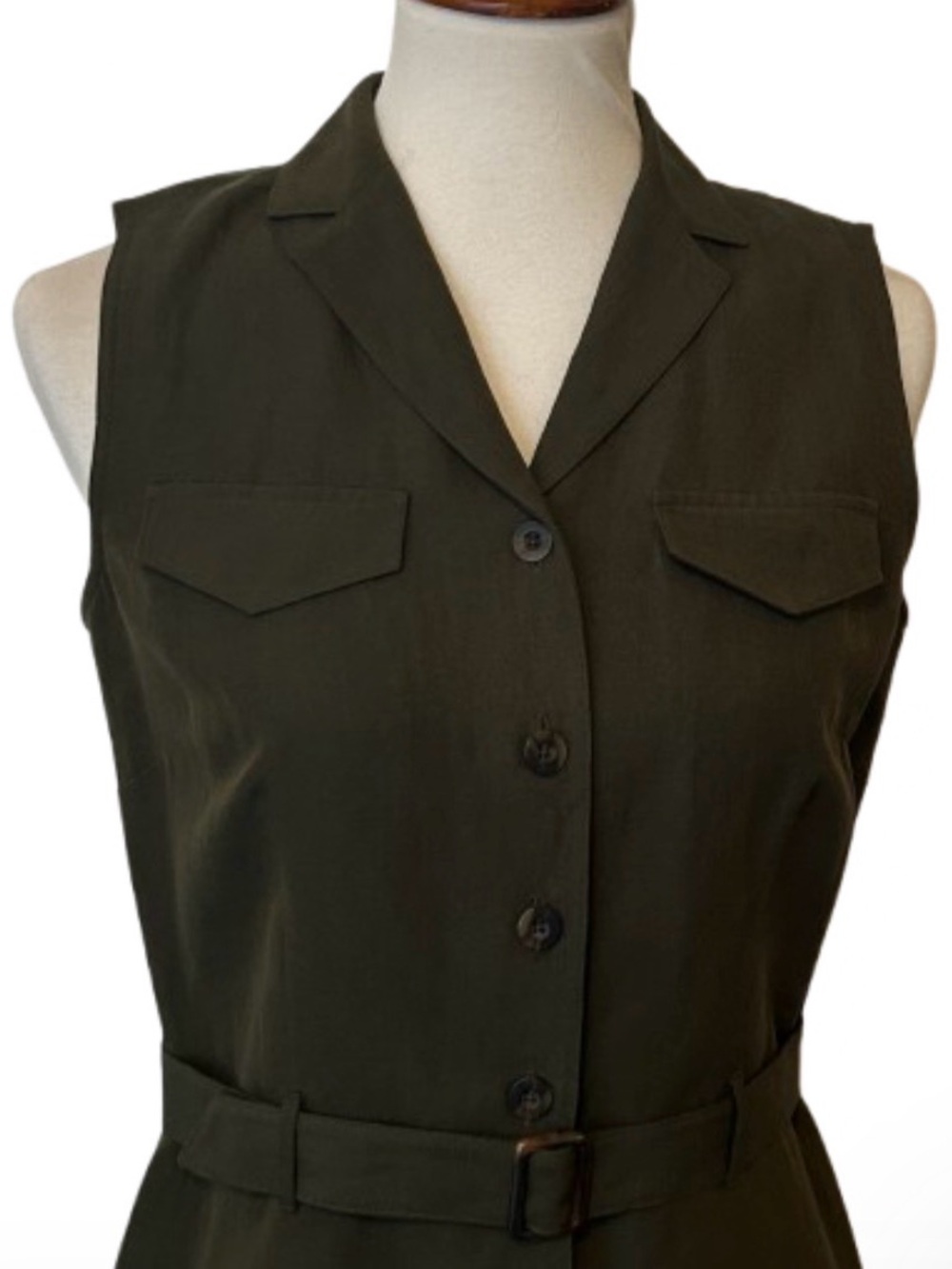 New Ann Taylor Silk/Linen Sleeveless Button Front Belted Maxi Shirt Dress Size 4 - Picture 4 of 6